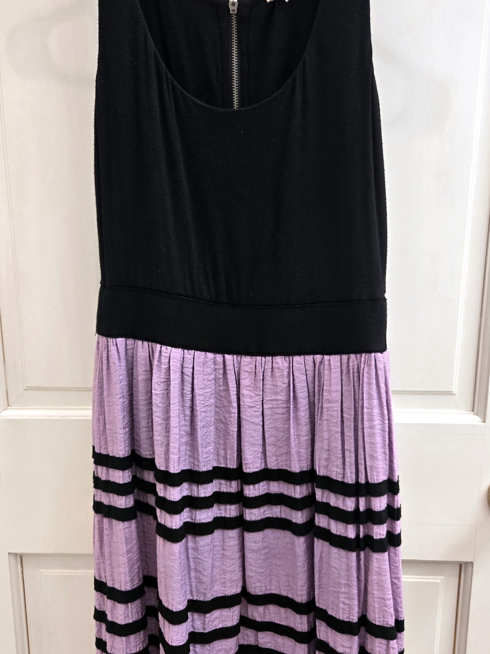 BeBop Black and Lilac Striped Sleeveless Dress-Small